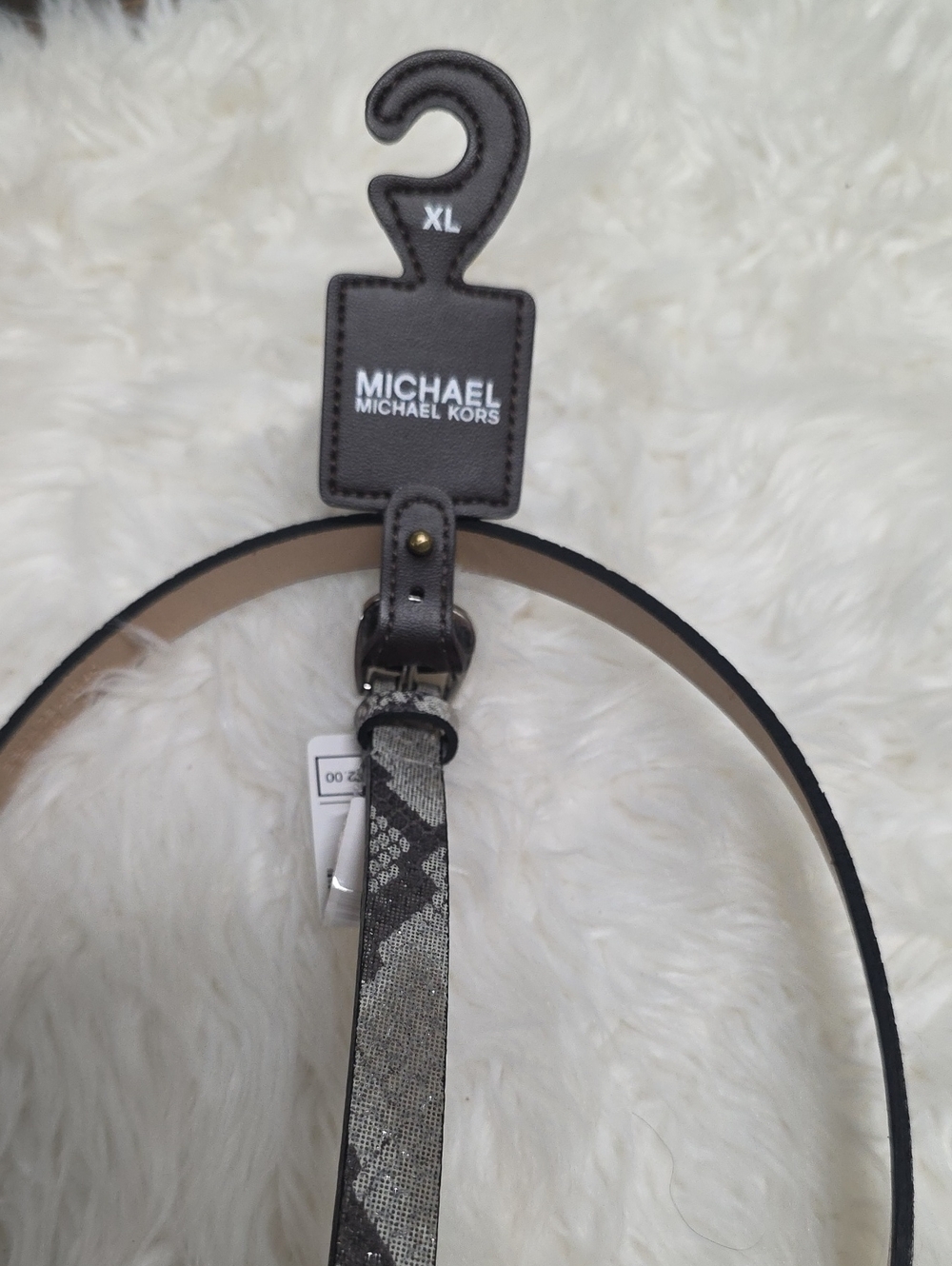 Michael Kors Men's Black and Silver Signature Pattern Belt